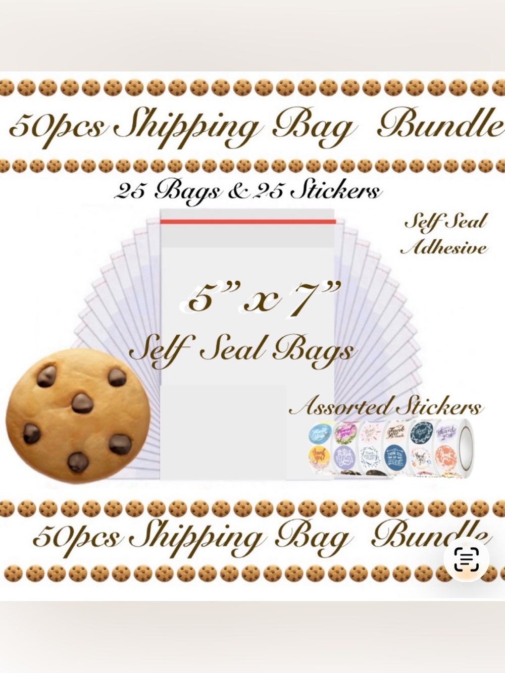 50pcs Shipping Bundle ~New~ 
25ct 5” x 7” Bag & 25ct Thank You Stickers ~New~